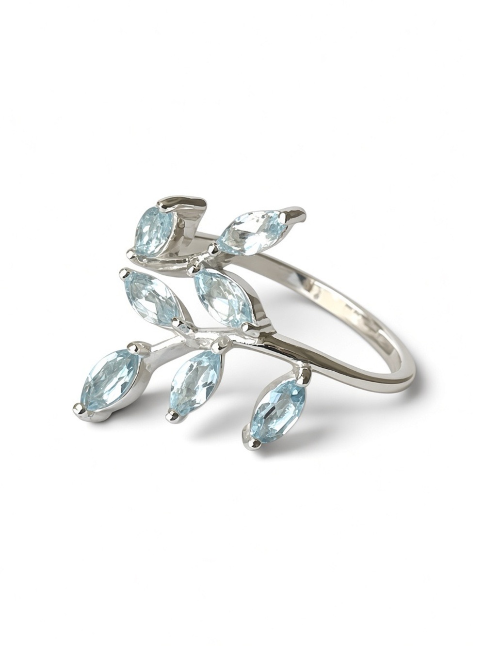 Natural Blue Topaz “The branch” ring in 825 Sterling silver! US: 8
